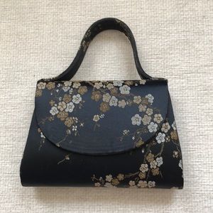 Black satin purse